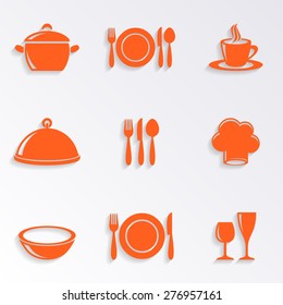 Cooking and kitchen restaurant menu icons red color