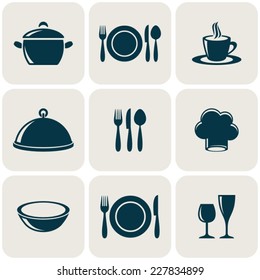 Cooking and kitchen restaurant menu retro icons collection