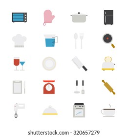 Cooking and Kitchen Utensil Flat Icons color