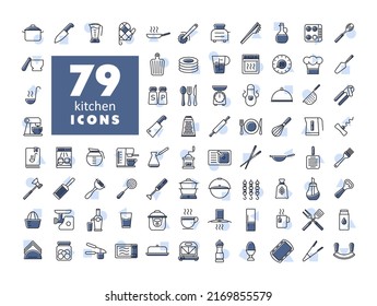 Cooking and kitchen vector icons set. Graph symbol for cooking web site design, logo, app, UI