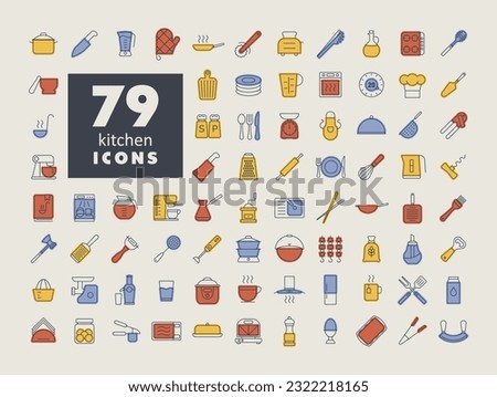 Cooking and kitchen vector icons set. Graph symbol for cooking web site design, logo, app, UI