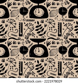 Cooking and kitchenware seamless pattern. Tool and ware collection. Hand drawn, doodle cooking icon, vector illustration