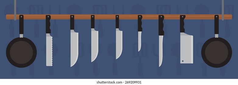 Cooking knife banner, flat design vector illustration