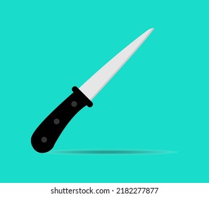 Cooking knife icon isolated on blue background. Vector illustration in flat style