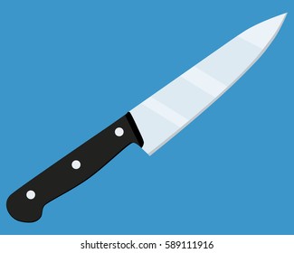 cooking knife icon isolated on blue background. vector illustration in flat style