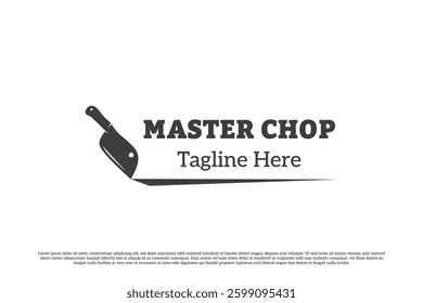 Cooking knife logo design illustration vector. Meat knife silhouette restaurant cafe chef kitchen sharp iron cutlery. Simple minimal icon symbol.