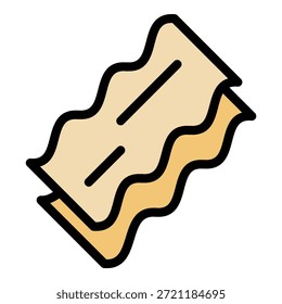 Vector de contorno de icono de lasaña de cocina. Pasta de lasaña. Plato italiano de color plano