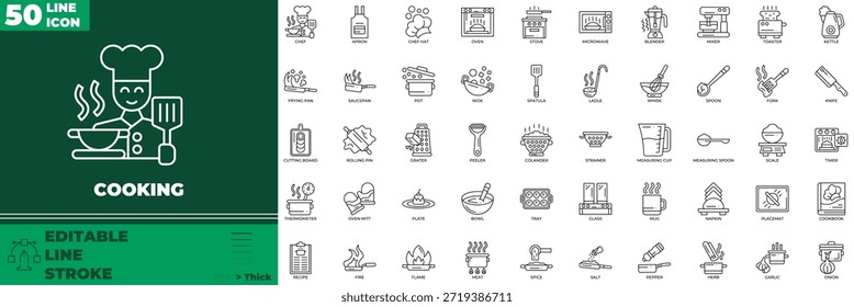 Cooking Line Editable Icons set