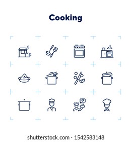 Cooking line icon set. Chief, pan, utensil, stove. Cooking concept. Can be used for topics like kitchen, restaurant, cafe