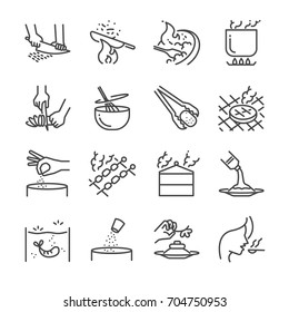 Cooking Line Icon Set. Included The Icons As Slice, Boil, Steam, Stir, Fried, Grill And More.