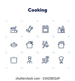 Cooking line icon set. Kitchen appliances, preparing food, chef. Recipe concept. Can be used for topics like kitchen, cooking course, restaurant