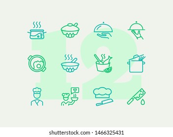Cooking line icon set. Saucepan, dish, cook. Food concept. Can be used for topics like restaurant, menu, gourmet