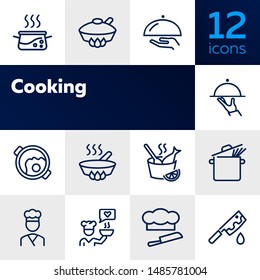 Cooking line icon set. Saucepan, dish, cook. Food concept. Can be used for topics like restaurant, menu, gourmet