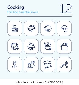 Cooking line icon set. Saucepan, dish, cook. Food concept. Can be used for topics like restaurant, menu, gourmet