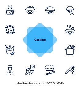 Cooking line icon set. Saucepan, dish, cook. Food concept. Can be used for topics like restaurant, menu, gourmet