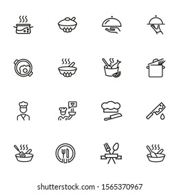 Cooking line icon set. Saucepan, dish, cook. Food concept. Can be used for topics like restaurant, menu, gourmet