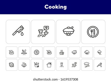Cooking line icon set. Saucepan, dish, cook. Food concept. Can be used for topics like restaurant, menu, gourmet