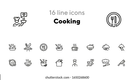 Cooking line icon set. Saucepan, dish, cook. Food concept. Can be used for topics like restaurant, menu, gourmet