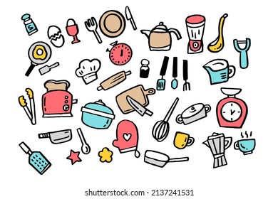 Cooking line icons. Boiling time, Frying pan and Kitchen utensils. Vector