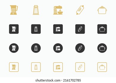 Cooking line icons. Boiling time, Frying pan and Kitchen utensils. Fork, spoon and knife line icons. Recipe book, chef hat and cutting board. Cooking book, frying time, hot pan. Vector
