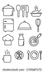 Cooking line icons. Kitchen. Outline thin line icons. 