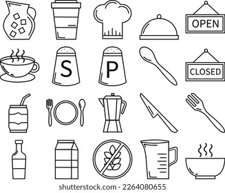 Cooking line icons set on white background