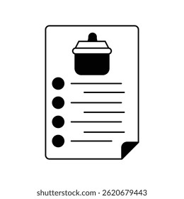 Icono de lista de cocina con fondo blanco Vector Ilustración de stock