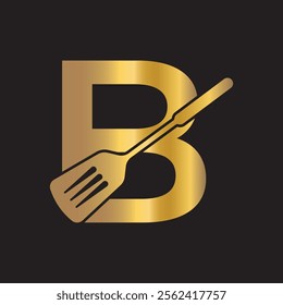 Cooking Logo combine with letter B vector template