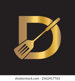 Cooking Logo combine with letter D vector template