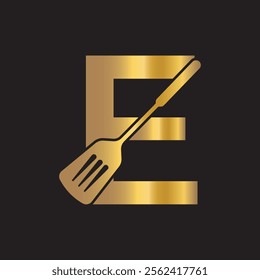 Cooking Logo combine with letter E vector template