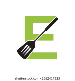 Cooking Logo combine with letter E vector template