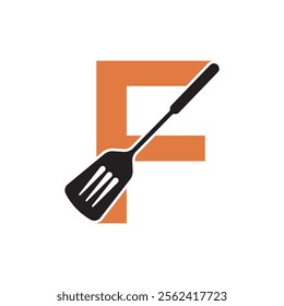 Cooking Logo combine with letter F vector template