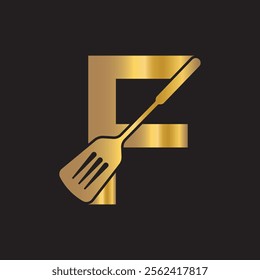 Cooking Logo combine with letter F vector template