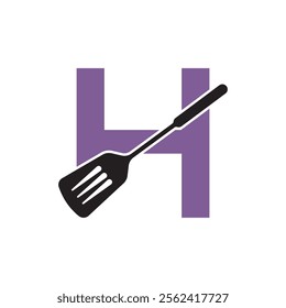 Cooking Logo combine with letter H vector template