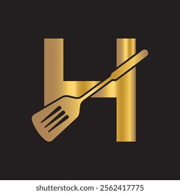 Cooking Logo combine with letter H vector template