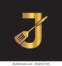 Cooking Logo combine with letter J vector template