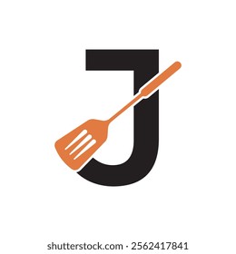 Cooking Logo combine with letter J vector template