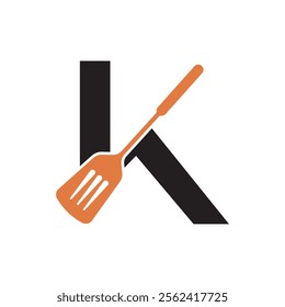 Cooking Logo combine with letter K vector template