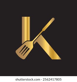 Cooking Logo combine with letter K vector template