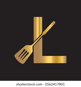 Cooking Logo combine with letter L vector template