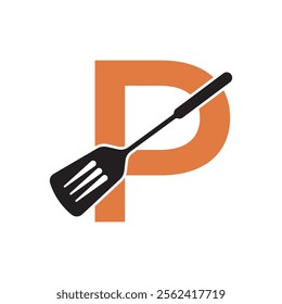 Cooking Logo combine with letter P vector template