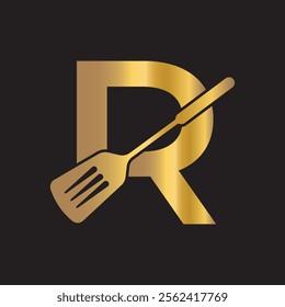 Cooking Logo combine with letter R vector template