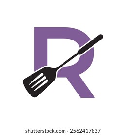 Cooking Logo combine with letter R vector template