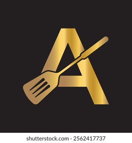 Cooking Logo combine with letter A vector template