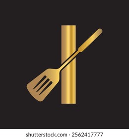 Cooking Logo combine with letter I vector template