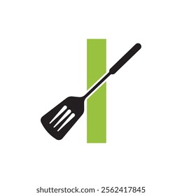 Cooking Logo combine with letter I vector template