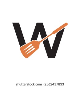 Cooking Logo combine with letter W vector template