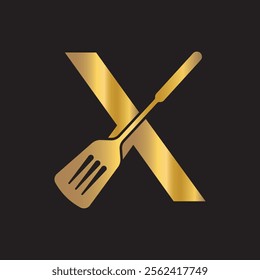 Cooking Logo combine with letter X vector template