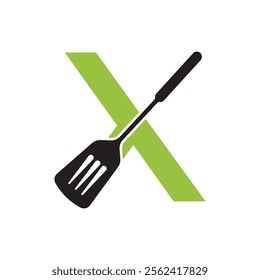 Cooking Logo combine with letter X vector template