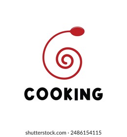 Kochen Logo Design Konzept Spirale mit Löffel-Symbol